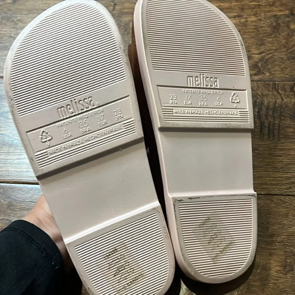MELISSA BEACH SLIDE PLATFORM + AWAY TO MARS, Gold Glitter, size 6